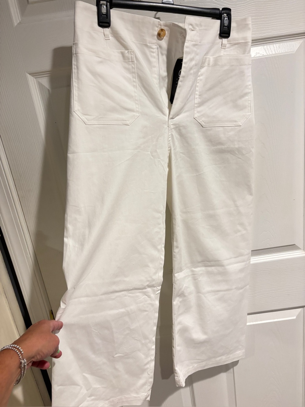 Womens White Casual wide-Leg Pants
